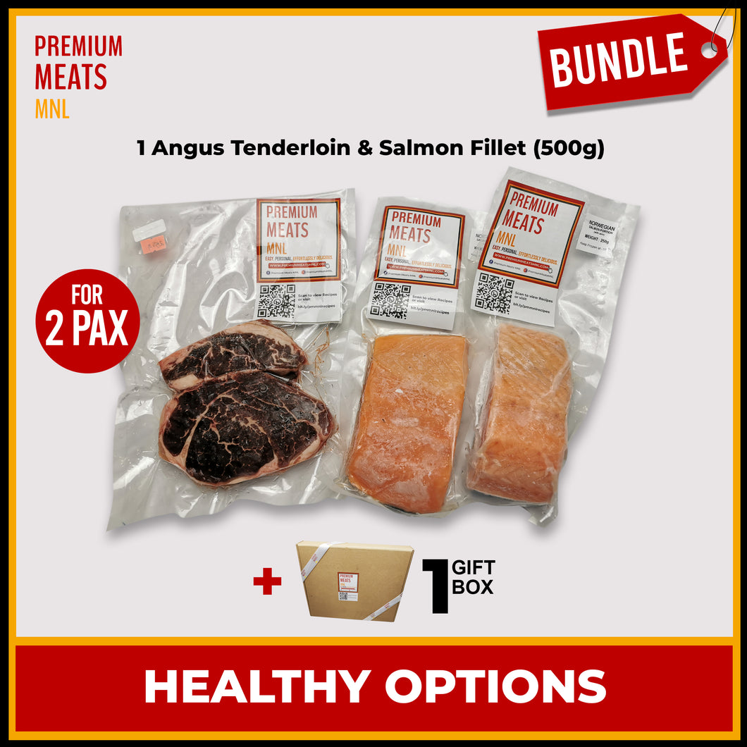 Healthy Options Set (Good for 2 pax): 1 Angus Tenderloin & Salmon Fillet (500g)