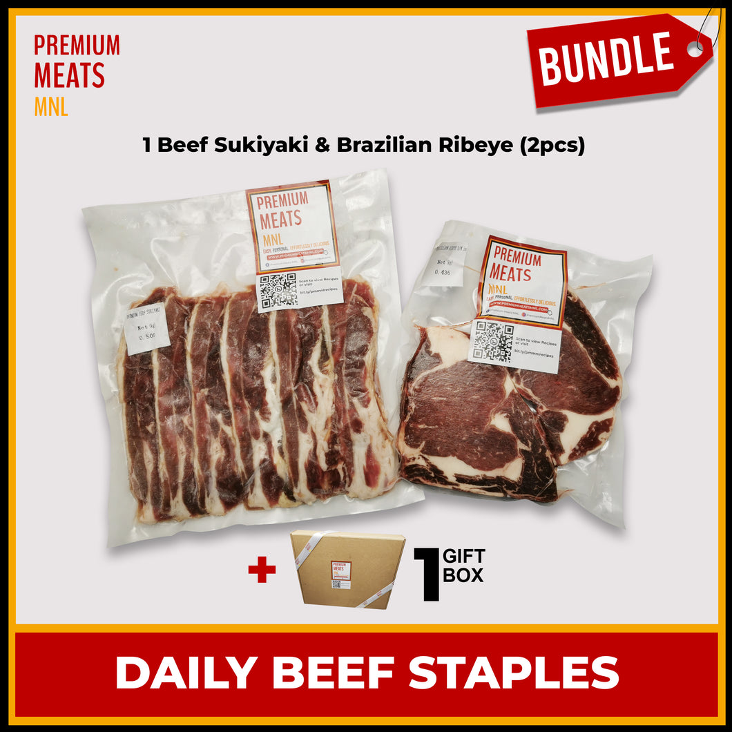 Daily Beef Staples Set: 1 Beef Sukiyaki & Brazilian Ribeye (2pcs)