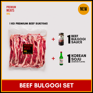 Beef Bulgogi Set: Beef Sukiyaki, Beef Bulgogi Sauce, Soju