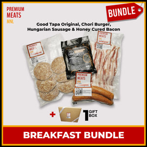 Breakfast Bundle Set: Good Tapa Original, Chori Burger, Hungarian Sausage & Honey Cured Bacon
