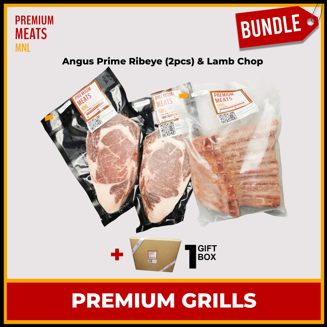Premium Grills Set: Angus Prime Ribeye (2pcs) & Lamb Chops